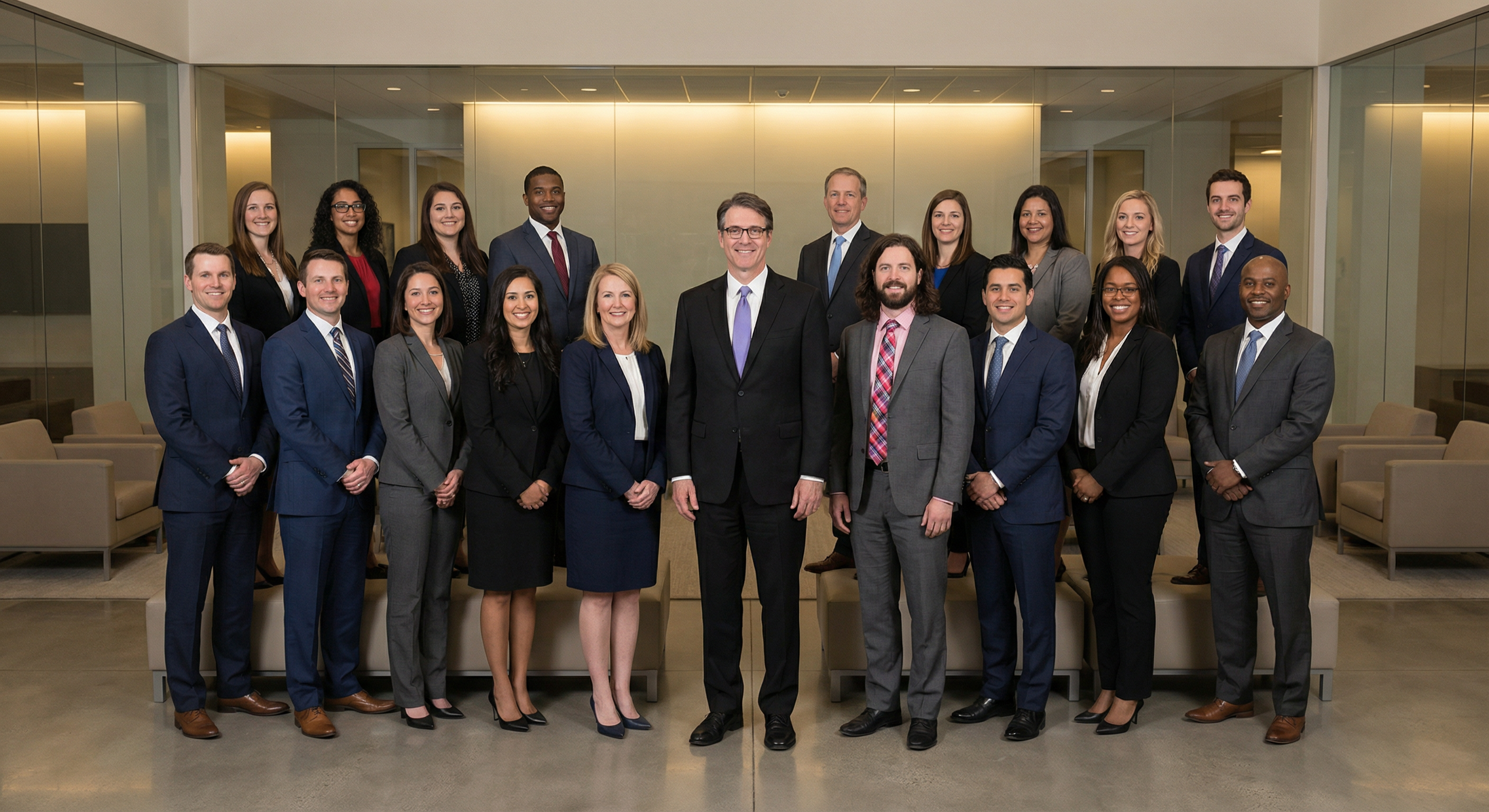 Healthcare One Properties team — a diverse group of 20 professionals in business formal attire